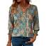 Rapbin Damen Elegant Bluse 3/4 Ärmel Langerm Tunika Sommer Top Lässig Locker Oberteil 2026 (S, Böhmische Farben)