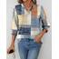 Rapbin Bluse Damen 3/4 arm Langerm V-Ausschnitt Tunika Sommer Tops Locker Shirt Elegant Lässig Oberteil 2026 (S, Orange-blaues Karomuster)