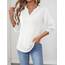 Rapbin Damen Mode Elegant Bluse 3/4 Ärmel langerm Tunika Sommer Top V-Ausschnitt Tunika Lässig Locker Oberteil 2025 (XL, Weiß)