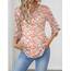 Rapbin Damen Bluse 3/4 arm Langerm V-Ausschnitt Tunika Sommer Tops Slim fit Shirt Elegant Lässig Oberteil 2026 (S, Weiß Rot Blumen)