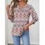Rapbin Bluse Damen 3/4 arm langerm V-Ausschnitt Tunika Sommer Tops Locker Shirt Elegant Lässig Oberteil 2025 (M, Böhmisches Orange)