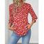 Rapbin Damen Bluse 3/4 Ärmel Langerm V-Ausschnitt Elegant Tunika Sommer Tops Locker Shirt Lässig Oberteil 2026 (XXL, Rote Aprikosenblüte)