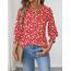 Rapbin Damen Bluse 3/4 Ärmel Langerm V-Ausschnitt Elegant Tunika Sommer Tops Locker Shirt Lässig Oberteil 2026 (L, Rote Aprikosenblüte)