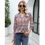 Rapbin Bluse Damen 3/4 arm langerm V-Ausschnitt Tunika Sommer Tops Locker Shirt Elegant Lässig Oberteil 2025 (XL, Böhmisches Orange)