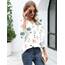 Rapbin Damen Mode Elegant Bluse 3/4 Ärmel Langerm Tunika Sommer Top Lässig Locker Oberteil Blusen 2026 (XL, Weiß Blau Blumen)