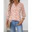 Rapbin Damen Bluse 3/4 arm Langerm V-Ausschnitt Tunika Sommer Tops Slim fit Shirt Elegant Lässig Oberteil 2026 (M, Weiß Rot Blumen)