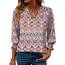 Rapbin Bluse Damen 3/4 arm langerm V-Ausschnitt Tunika Sommer Tops Locker Shirt Elegant Lässig Oberteil 2025 (XL, Böhmisches Orange)