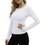 DUOEASE Langarmshirt Mit Rippenbündchen Damen Weiß Rundhal Pullover Elegant Oberteile Gerippt Tshirts Basic Tops Medium
