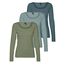 VERO MODA Damen VMMAXI My LS Soft UNECK 3-Pack, Oil Green/Abyss/Stormy Weather, XS