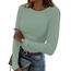 DUOEASE Langarmshirt Damen Basic Longsleeve Elegant Langarm Oberteile Rippshirt Tshirts Tops（Lichtgrün,XS