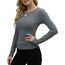 Basic T-Shirt Damen Mit Langen Ärmeln Elegant Rippshirt Pullover Herbst（Dunkelgrau，XL