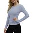 DUOEASE Langarmshirt Damen Rundhal Pullover Elegant Langarm Oberteile Rippshirt Tshirts Basic Tops（Himmelblau,L