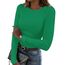 DUOEASE Langarmshirt Mit Rippenbündchen Damen Rundhal Pullover Elegant Oberteile Gerippt Tshirts Basic Tops（Grün,M