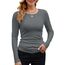 DUOEASE Langarmshirt Damen Basic Longsleeve Elegant Langarm Oberteile Rippshirt Tshirts Tops（Dunkelgrau,XS