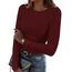 DUOEASE Langarmshirt Damen Basic Longsleeve Elegant Langarm Oberteile Rippshirt Tshirts Tops（Weinrot,S