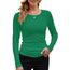 DUOEASE Langarmshirt Damen Basic Longsleeve Elegant Langarm Oberteile Rippshirt Tshirts Tops（Grün,XS
