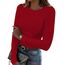 DUOEASE Langarmshirt Damen Basic Longsleeve Elegant Langarm Oberteile Rippshirt Tshirts Tops（Rot,M