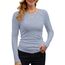 DUOEASE Langarmshirt Mit Rippenbündchen Damen Rundhal Pullover Elegant Oberteile Gerippt Tshirts Basic Tops（Himmelblau,M