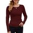 DUOEASE Langarmshirt Damen Basic Longsleeve Elegant Langarm Oberteile Rippshirt Tshirts Tops（Weinrot,XS