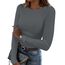 DUOEASE Langarmshirt Damen Basic Longsleeve Elegant Langarm Oberteile Rippshirt Tshirts Tops（Dunkelgrau,XS
