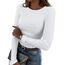 DUOEASE Langarmshirt Damen Basic Weiß Longsleeve Elegant Langarm Oberteile Rippshirt Tshirts Tops XS