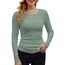 DUOEASE Langarmshirt Damen Basic Longsleeve Elegant Langarm Oberteile Rippshirt Tshirts Tops（Lichtgrün,XS