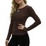DUOEASE Langarmshirt Damen Basic Longsleeve Elegant Langarm Oberteile Rippshirt Tshirts Tops（Braun,XS