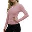 DUOEASE Basic T-Shirt Damen Mit Langen Ärmeln Elegant Rippshirt Pullover Herbst（Rosa，XL