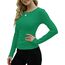 Basic T-Shirt Damen Mit Langen Ärmeln Elegant Rippshirt Pullover Herbst（Grün，XL