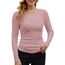 DUOEASE Basic T-Shirt Damen Mit Langen Ärmeln Elegant Rippshirt Pullover Herbst（Rosa，XL