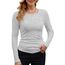 DUOEASE Basic T-Shirt Damen Mit Langen Ärmeln Elegant Rippshirt Pullover Herbst（Stelle Grau，XL