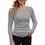 Basic T-Shirt Damen Mit Langen Ärmeln Elegant Rippshirt Pullover Herbst（Grau，XL