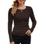 DUOEASE Langarmshirt Damen Rundhal Pullover Elegant Langarm Oberteile Rippshirt Tshirts Basic Tops（Braun,L