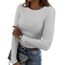 DUOEASE Langarmshirt Damen Basic Longsleeve Elegant Langarm Oberteile Rippshirt Tshirts Tops（Stelle Grau,S