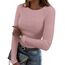 DUOEASE Basic T-Shirt Damen Mit Langen Ärmeln Elegant Rippshirt Pullover Herbst（Rosa，XL