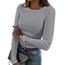 DUOEASE Langarmshirt Damen Basic Longsleeve Elegant Langarm Oberteile Rippshirt Tshirts Tops（Grau,XS