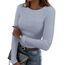 DUOEASE Basic T-Shirt Damen Mit Langen Ärmeln Elegant Rippshirt Pullover Herbst（Himmelblau，XL