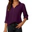 Damen Button-Down Shirts Langarm Kragen Tops Lady Work Office Chiffon Bluse