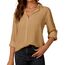 Damen Button-Down Shirts Langarm Kragen Tops Lady Work Office Chiffon Bluse