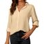 Damen Button-Down Shirts Langarm Kragen Tops Lady Work Office Chiffon Bluse