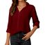 Damen Button-Down Shirts Langarm Kragen Tops Lady Work Office Chiffon Bluse