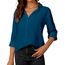 Damen Button-Down Shirts Langarm Kragen Tops Lady Work Office Chiffon Bluse