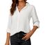 Damen Button-Down Shirts Langarm Kragen Tops Lady Work Office Chiffon Bluse