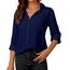 Damen Button-Down Shirts Langarm Kragen Tops Lady Work Office Chiffon Bluse