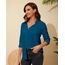Damen Button-Down Shirts Langarm Kragen Tops Lady Work Office Chiffon Bluse