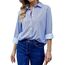 Damen Button-Down Shirts Langarm Kragen Tops Lady Work Office Chiffon Bluse