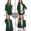 UNibelle Trachtenhemd Damen Oktoberfest Karohemd 3/4 Ärmeln Karierte Hemden V-Ausschnitt Trachtenbluse Casual Oberteile Kariert Bluse Holzfällerhemd Hemd Dunkelgrün-B M