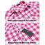 UNibelle Karierte Bluse Damen Trachtenhemd Oktoberfest Karohemd 3/4 Ärmeln V Ausschnitt Trachtenbluse Casual Hemd HolzfäLlerhemd Trachten Oberteile mit Knöpfen Rosa-B L