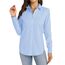 J.VER Bluse Damen Herbst Büro Damenbluse üBergangs Langarm Stretchhemd Regular Fit Baumwolle Anzughemd Hell Blau