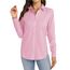 J.VER Damen Bluse Langarmshirt Einfarbig Tops Kragen Baumwolle Oberteile Knitterfreies Damen Hemdbluse Mode Für Damenblusen Rosa
